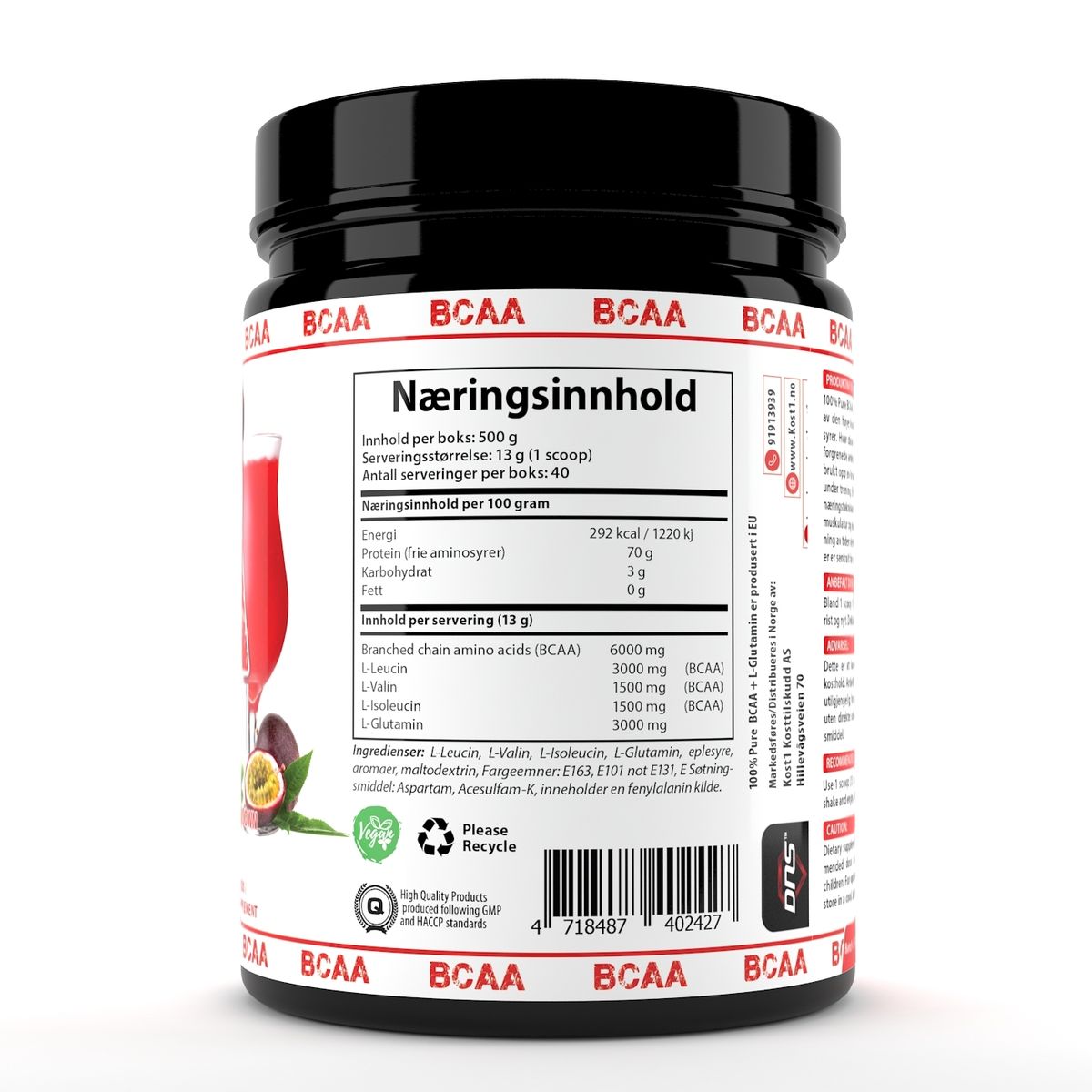 BCAA + L-Glutamin 500 gram Strawberry Passion